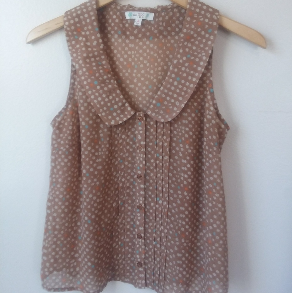 Sheer Polka Dot Button Down Size M